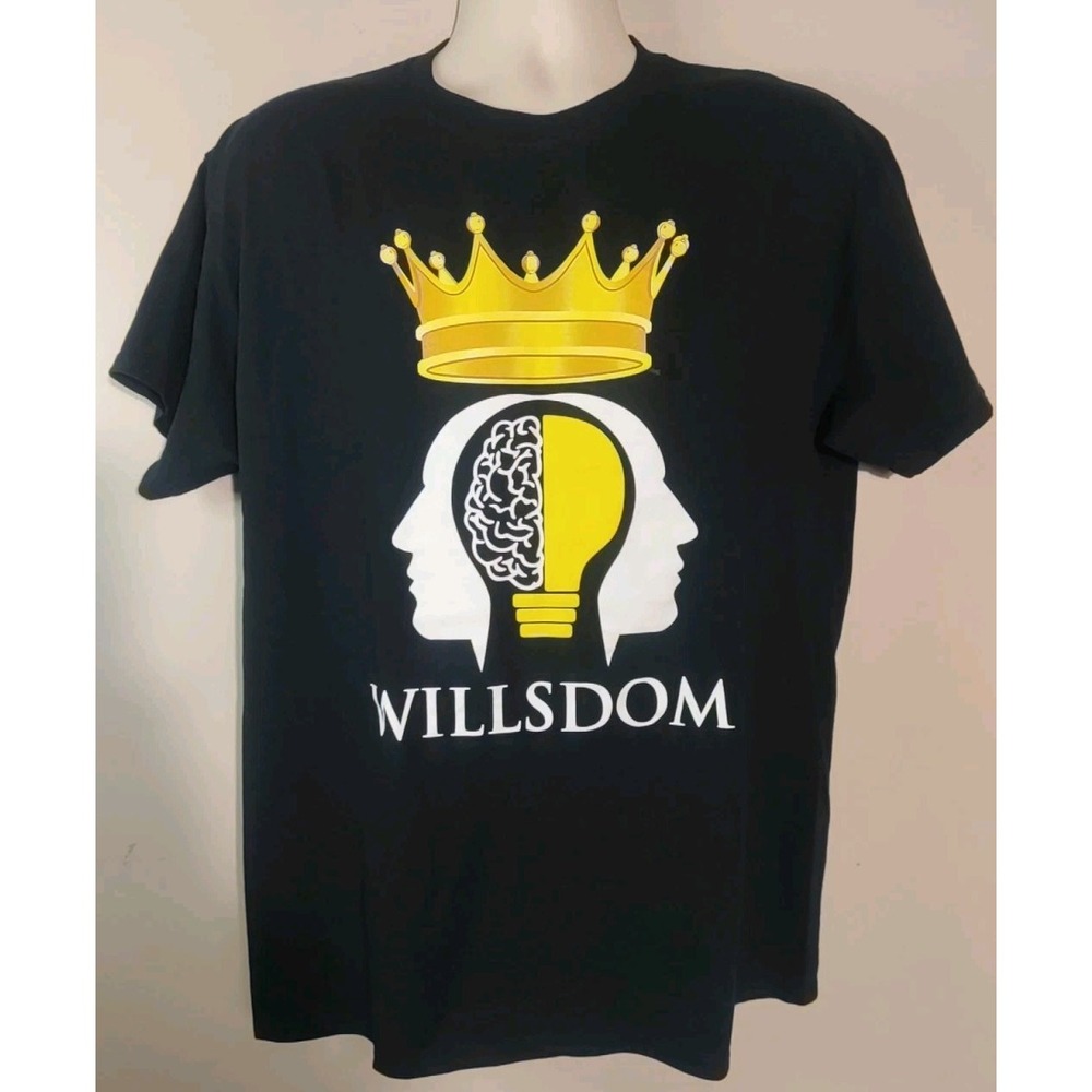 Gildan Multicolor Black Willsdom Motivation Graphic‎ Print T-shirt Size L